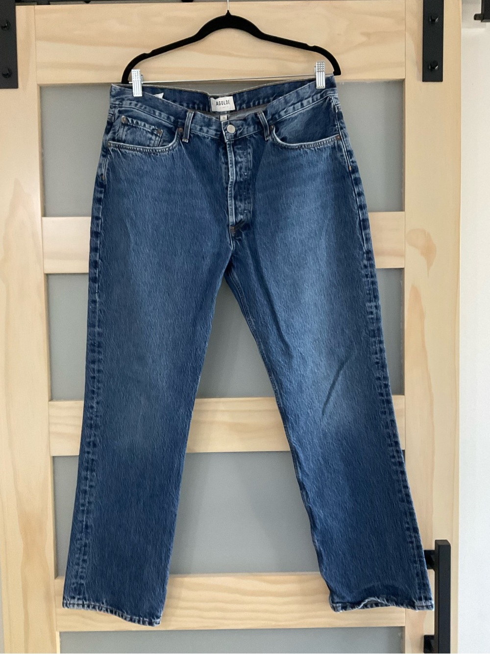 AGOLDE Lana Mid Rise Straight Leg Jeans 32 Organic Cotton Medium Wash